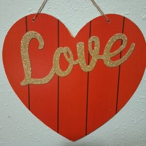 Red and Gold Heart Wall Decor Art
